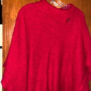 Andrea Design. Beautiful Red Over the Head Poncho/Shawl